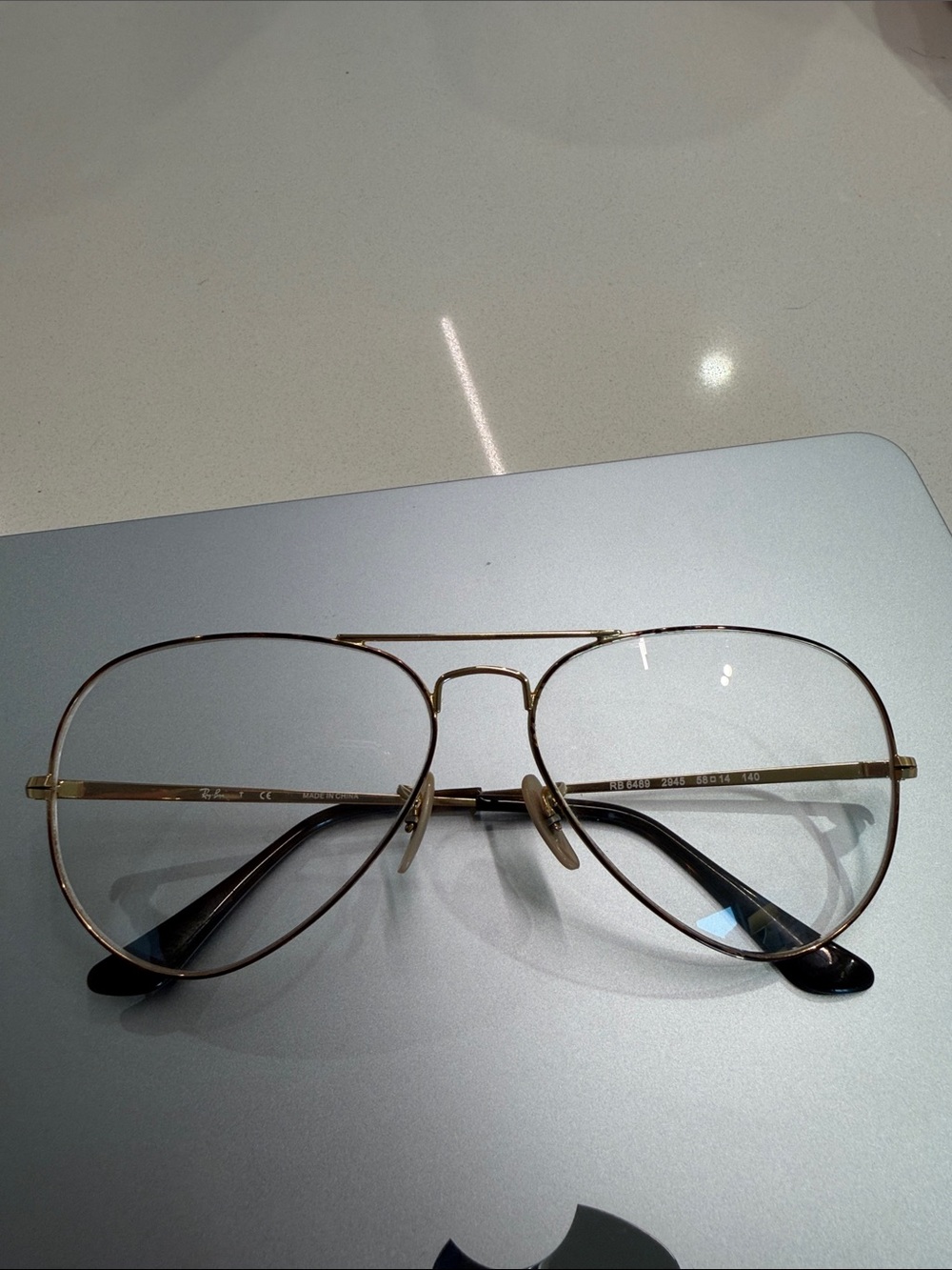 Ray-Ban Oversized Aviator Glasses / Frames Gold Tortoise RB6489 Net-A-Porter
